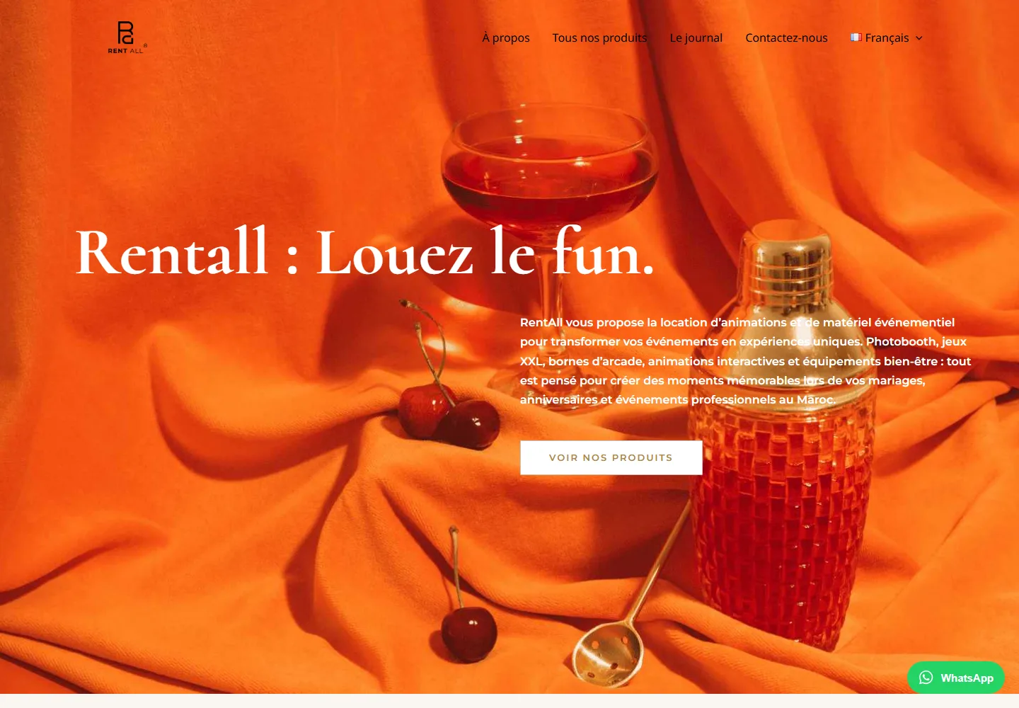 Page d’accueil du site RentAll, créé par Bzaf Studio
