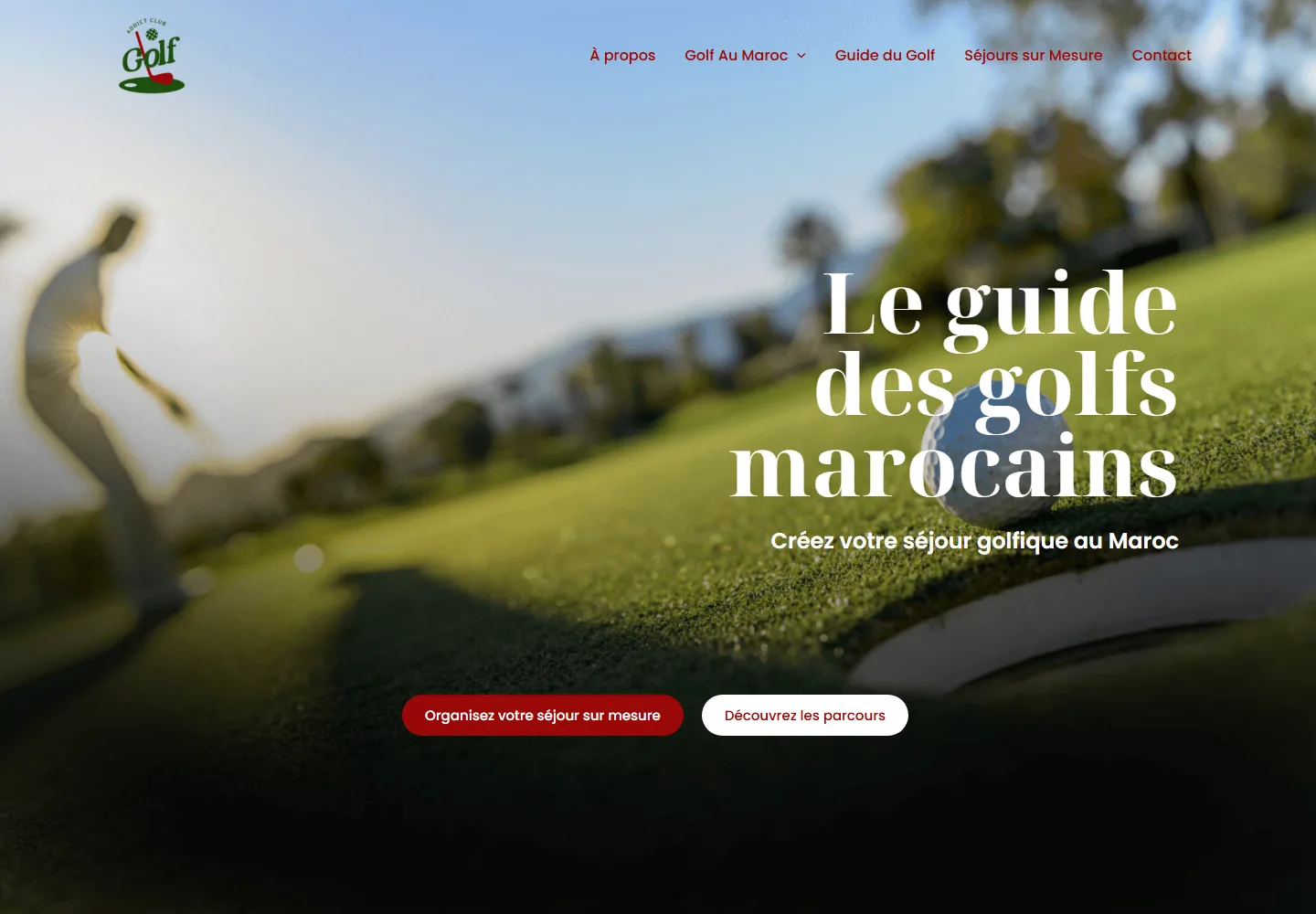 Page d’accueil du site Golf Addict Club, créé par Bzaf Studio