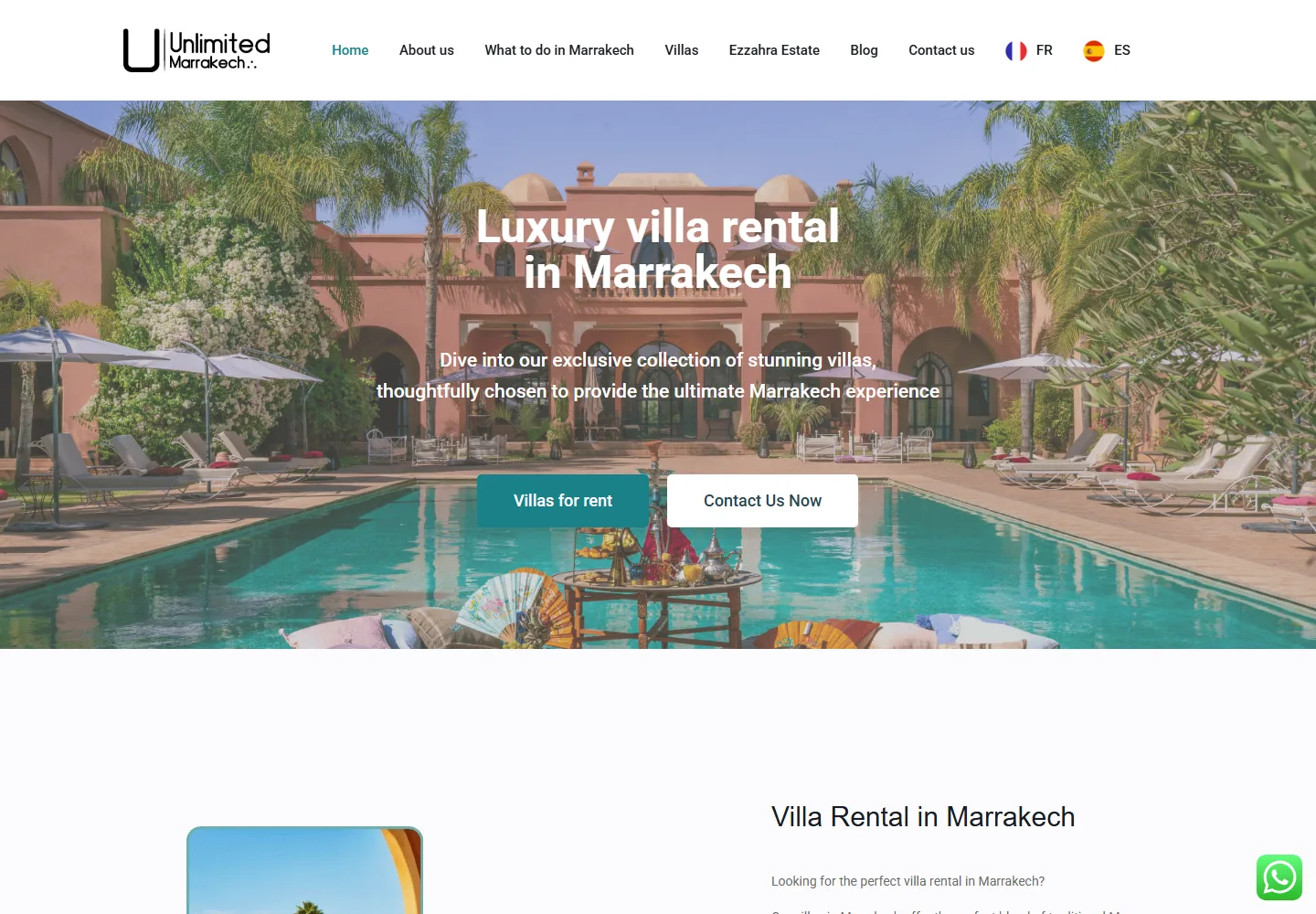 Page d’accueil du site Unlimited Marrakech, créé par Bzaf Studio